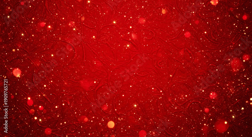 Wallpaper Mural Elegant Red Glitter Background with Golden Bokeh Stars and Ornate Swirl Textures Torontodigital.ca