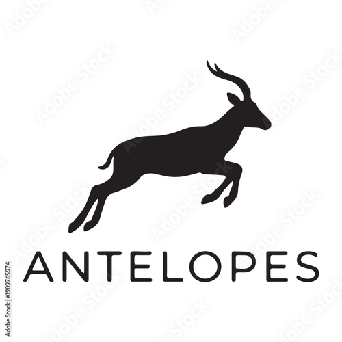 Running Antelope Silhouette Vector Illustration.