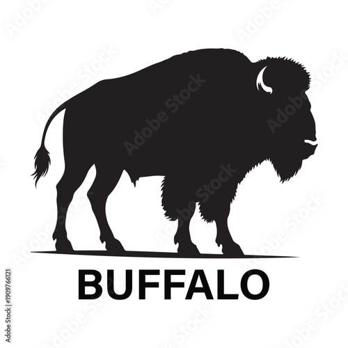 American Bison or Buffalo Silhouette Logo Design.
