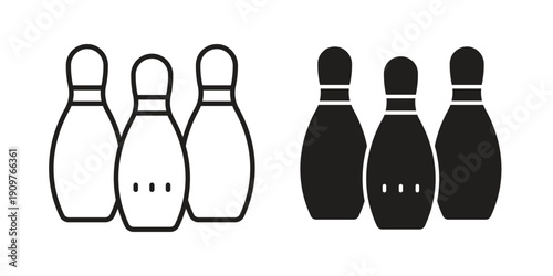 Bowling pins icon in editable style. Vector icon graphics