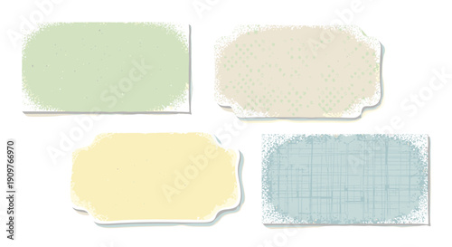Set of five colorful watercolor speech bubbles with textured backgrounds
