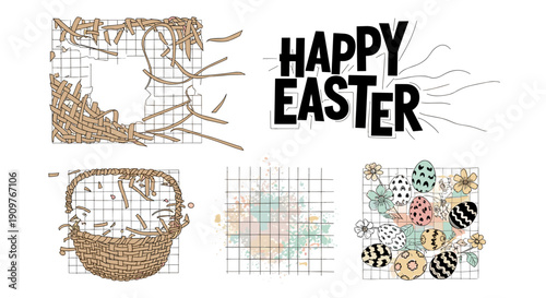 Easter themed illustrations and patterns for spring celebrations