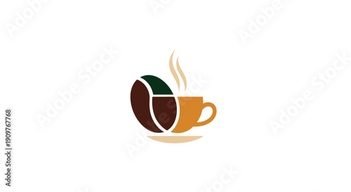 Coffee Bean and Cup Logo Design Element.