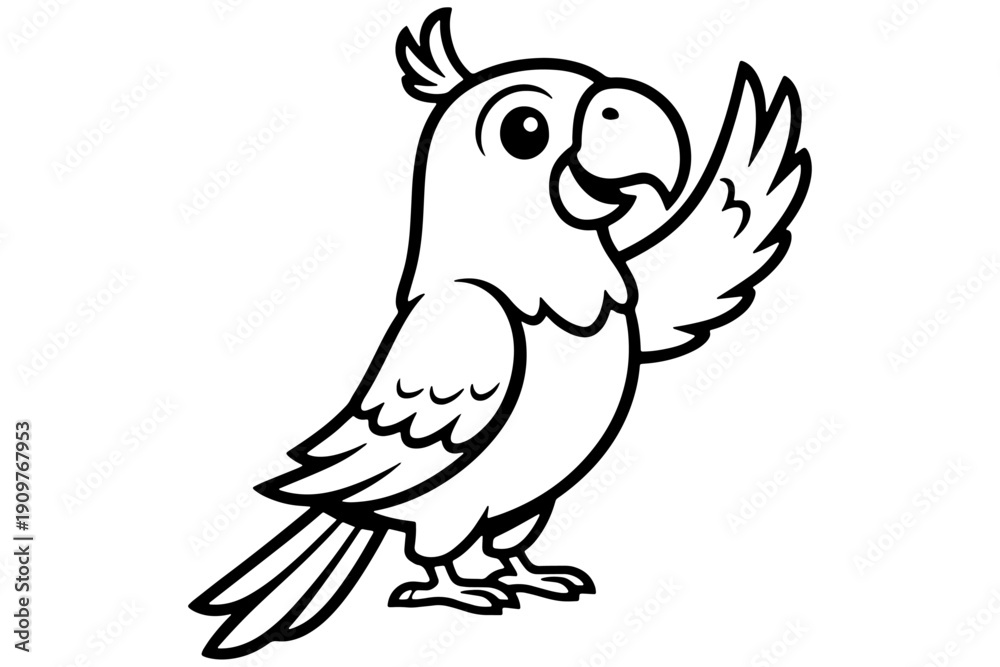 Obraz premium vector illustration of a parrot, Cute Happy Parrot Bird Flying with Wings Spread