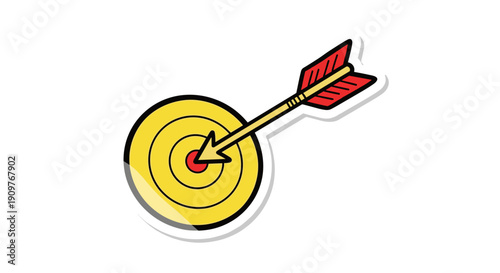 Illustration of a dart hitting the bullseye a target board