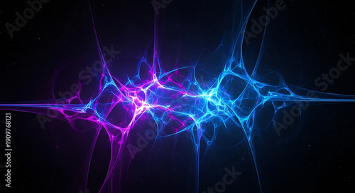 Wallpaper Mural Abstract Fractal Background with Glowing Pink and Blue Energy Waves and Cosmic Nebula Torontodigital.ca