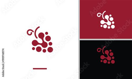 Logo design of a collection of interconnected molecules or cells, with a little artistic touch at the top.