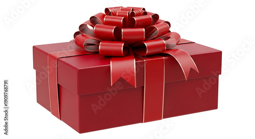 Wallpaper Mural Elegant Red Gift Box with Large Ornate Bow Isolated on White Background for Christmas and Holidays Torontodigital.ca