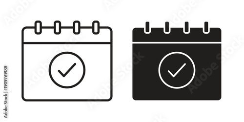 Check in calendar icon in editable style. Vector icon graphics