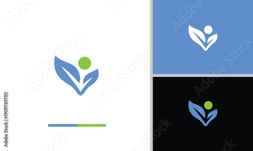 The leaf logo curves elegantly, as if it is expanding or growing. At the bottom of the leaf, there is a small dot or circle that can be interpreted as a new shoot,