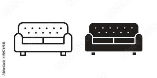 Couch icon in editable style. Vector icon graphics