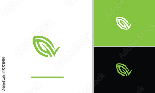 A leaf logo filled with organic lines or contours, and at the bottom cleverly integrated a check mark is suitable for businesses in the fields of sustainability, environment, green technology, consult