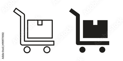 Dolly flatbed icon in editable style. Vector icon graphics