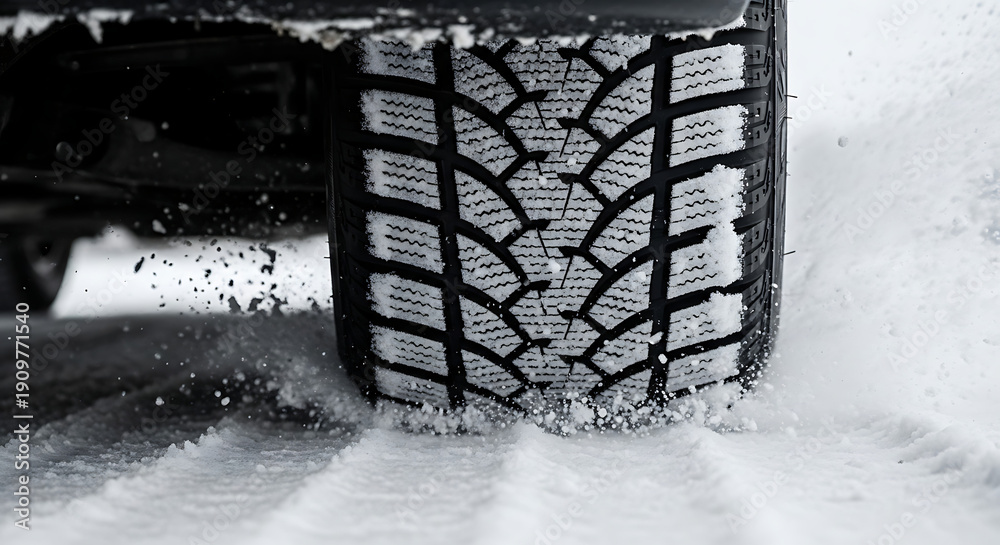 custom made wallpaper toronto digitalClose up of a winter car tire with deep tread driving on a snow covered road in winter