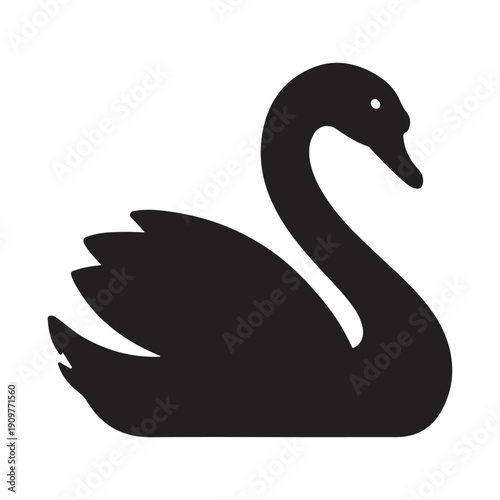 Elegant Swan Silhouette Logo or Goose Vector Icon.