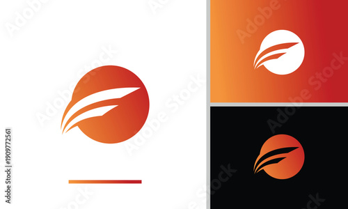 The circular logo with two curved lines resembling rapid strokes conveys a sense of dynamism, speed, and forward movement. The orange-to-red gradient also adds a sense of energy.