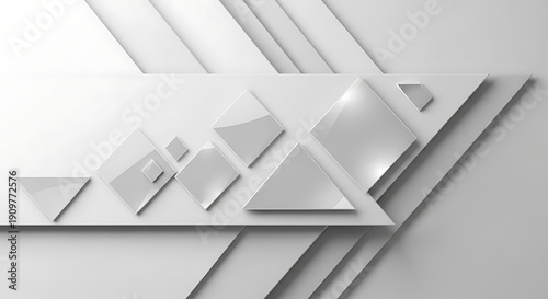 Wallpaper Mural Abstract Geometric 3D Background with White Glossy Triangles and Squares Minimalist Design Torontodigital.ca
