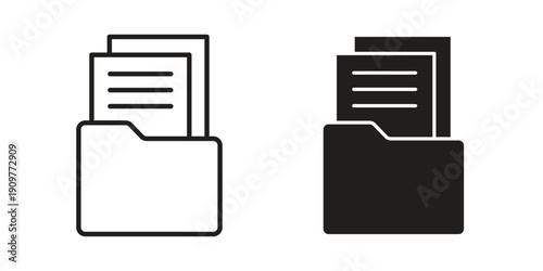 File Folder icon design silhouette and line art style on white background