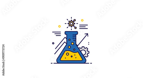 Laboratory Flask with Chemical Reaction Illustration.