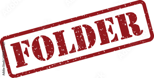 A red rubber stamp with the word FOLDER written in bold distressed letters on a clean white surface