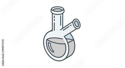 Laboratory Flask with Liquid and Tubes.