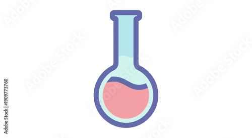 Laboratory flask with pink liquid.