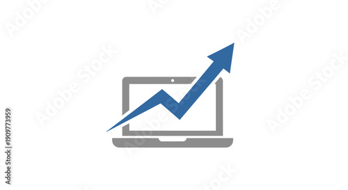 Laptop with growing graph on screen.