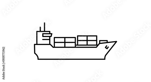 Large Cargo Ship Vessel Illustration.