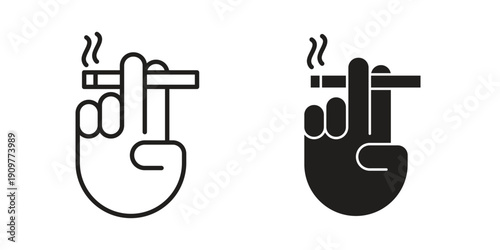 Hand holding cigarette icon in editable style. Vector icon graphics