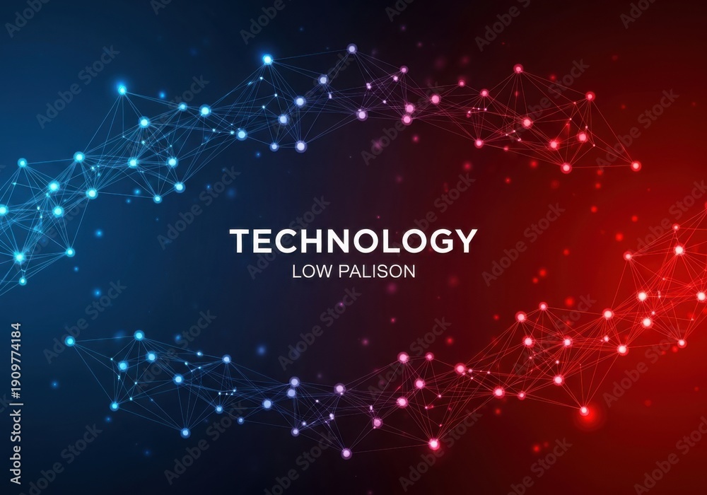 Obraz premium Technology concept with glowing nodes and connections on dark background