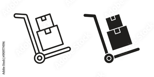 Hand truck icon in editable style. Vector icon graphics