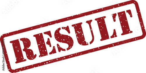A striking red rubber stamp clearly displaying the word RESULT with a rough textured appearance