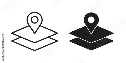 Land layer location icon in editable style. Vector icon graphics