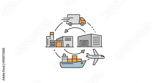 Logistics transportation and delivery process flow.