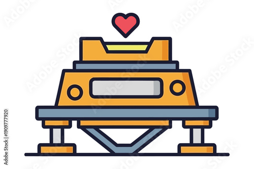 Car jack with heart symbol, automotive repair icon