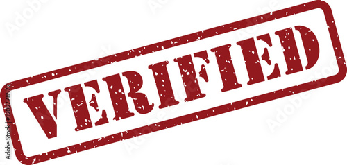 Grungy red rubber stamp with the word VERIFIED confirms authenticity or successful validation process