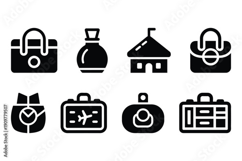 Luggage Icons: Travel, Bags, Suitcase, Briefcase, Travel Gear