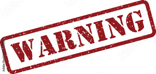 Prominent red rubber stamp with the word WARNING indicates a potential danger or caution required