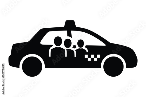 Taxi and Ride Share Icons Silhouette Set