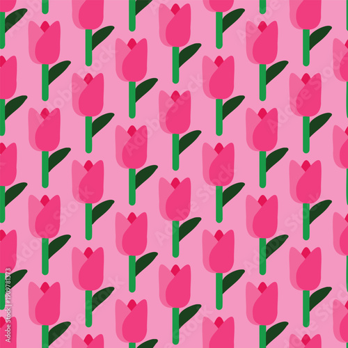 Simple Flat Square Flower Pattern Background Vector