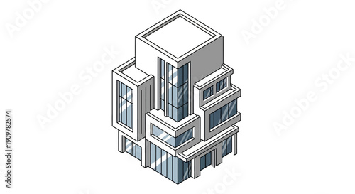 Modern Building Architecture 3D Model Design.