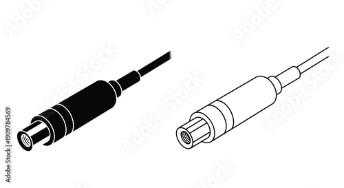 Line drawing of two electrical connectors one dark and one light