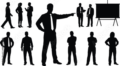 Business People Silhouettes Mega Set for Corporate Meeting and Partnership