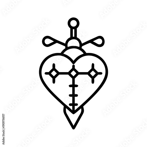 Handmade heart decoration with decorative elements, creative and charming design, perfect for crafts, copy space