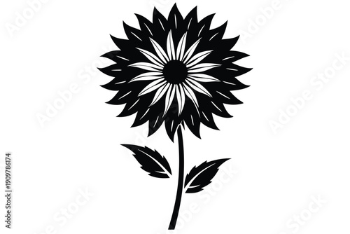 gaillardia silhouette line art vector illustration