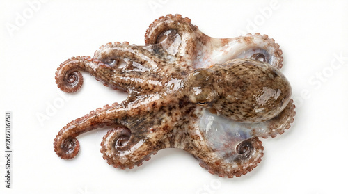 Fresh raw octopus isolated on white background