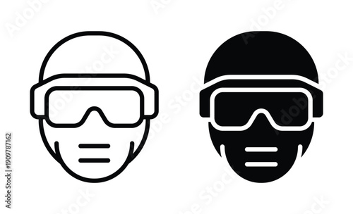 Iconic Illustration of Two Stylized Headshots Wearing Protective Gear