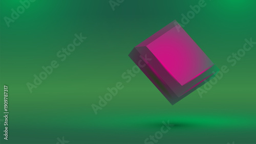 Pink Chocolate Bar on Green Background with Copy Space