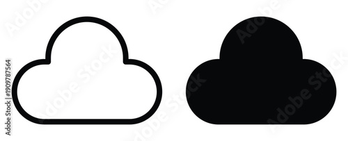 Simple Cloud Icons in White and Black for Modern Design and Graphics
