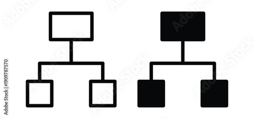 Simple Structure Diagram Icons Representing Hierarchical Relationships